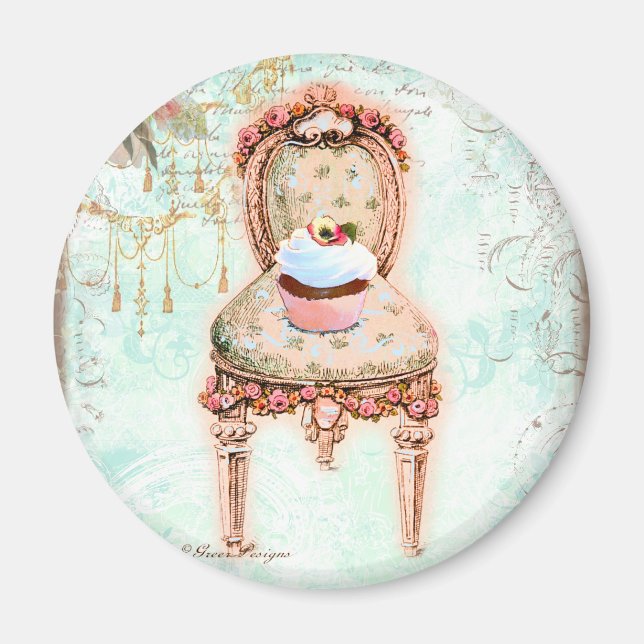 French Cupcake Victorian Style Magnet (Front)