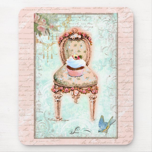 French Cupcake Victorian Style Mouse Mat (Front)