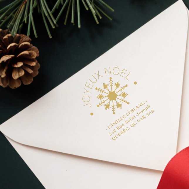 French Cute Sophisticated Snowflake Christmas  Rubber Stamp (French Cute Sophisticated Snowflake Christmas Winter Address Rubber Stamps. )