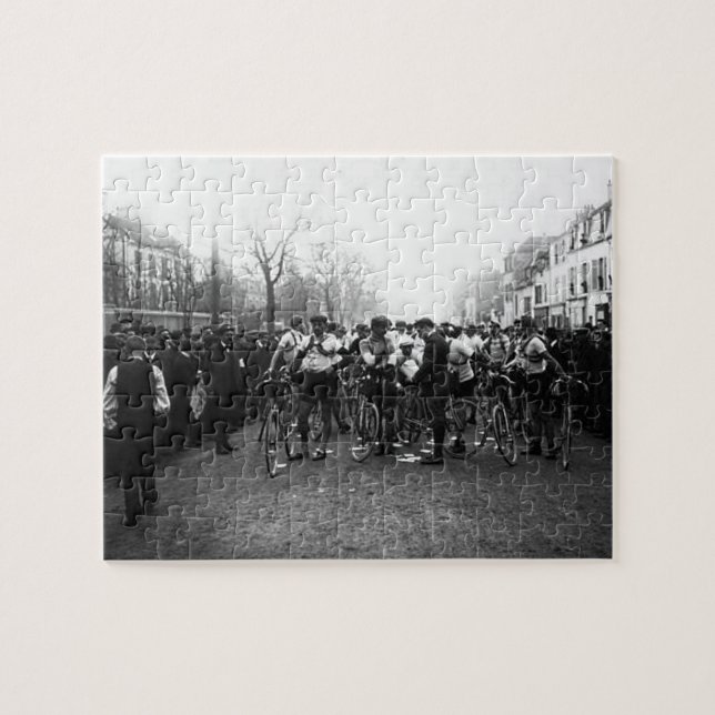 French Cycling Paris-Roubaix Starting Line 1909 Jigsaw Puzzle (Horizontal)