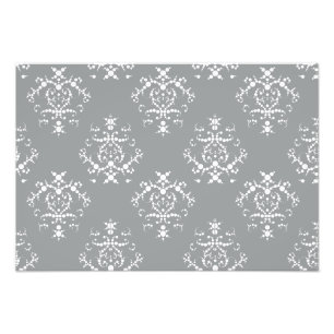French Damask, Ornaments, Swirls - Grey White Photo Print