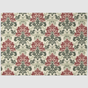French Damask: Red & Green Christmas Tissue Paper