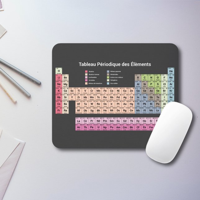 French Dark Periodic Table of Elements Mouse pad (French Dark Periodic Table of Elements Mouse pad)