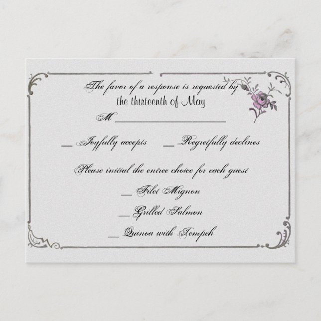 French Deco Frame Posh RSVP Postcard (Front)