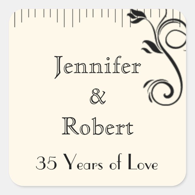 French Deco Rose Anniversary Envelope Seal (Front)