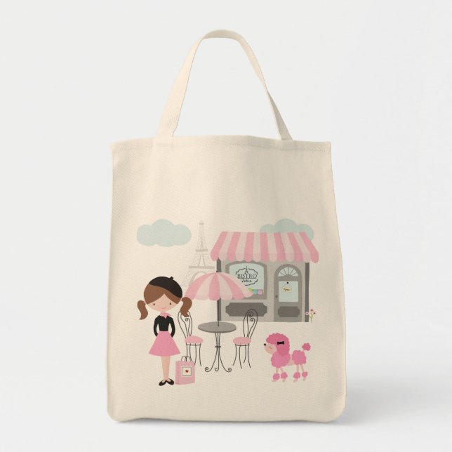 French Decor Little Girl goes to Paris Tote Bag (Front)