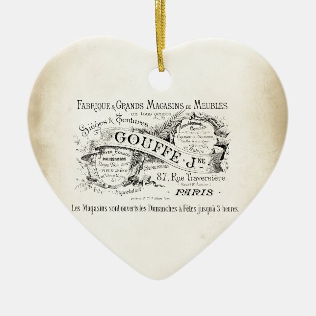 French Department Store Sign Ceramic Tree Decoration (Front)