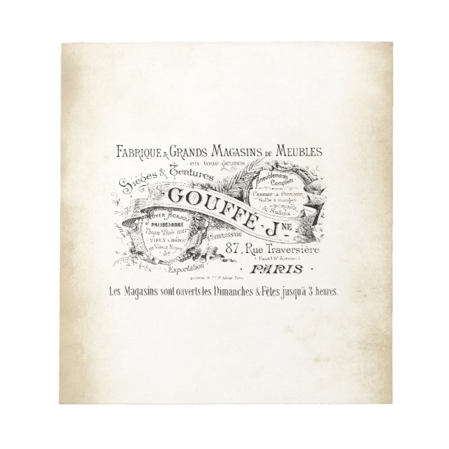 French Department Store Sign Notepad (Front)