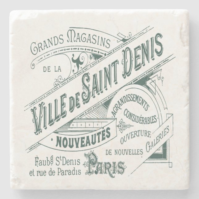 French Department Store Vintage Advertisement Stone Coaster (Front)