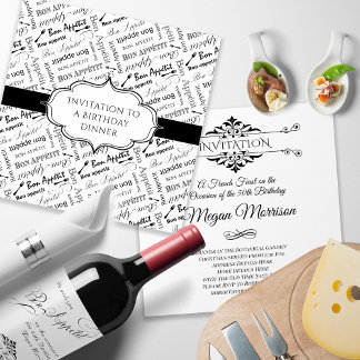 French Dinner Party Birthday for Gourmet Thank You Card