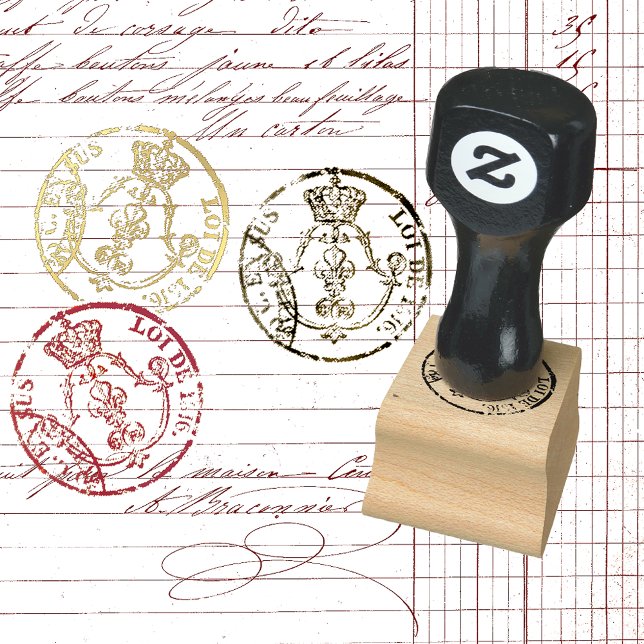French Document Seal with Crown and Fleur de lis Rubber Stamp (Creator Uploaded)