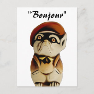 French Dog Bonjour Postcard