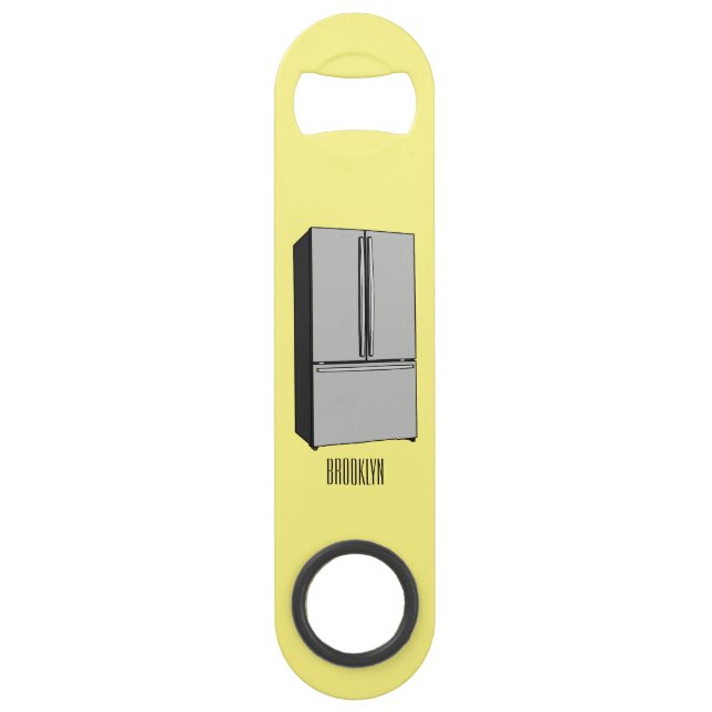 French door refrigerator cartoon illustration (Front)