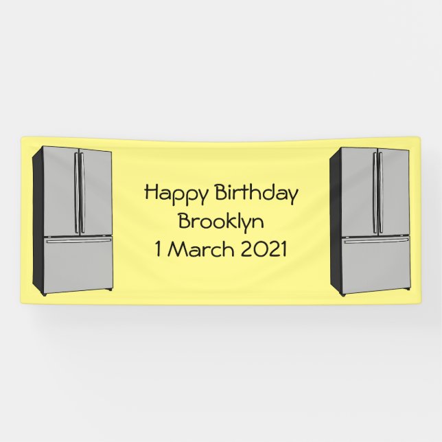 French door refrigerator cartoon illustration banner (Horizontal)