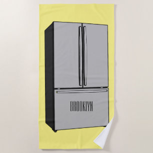 French door refrigerator cartoon illustration beach towel