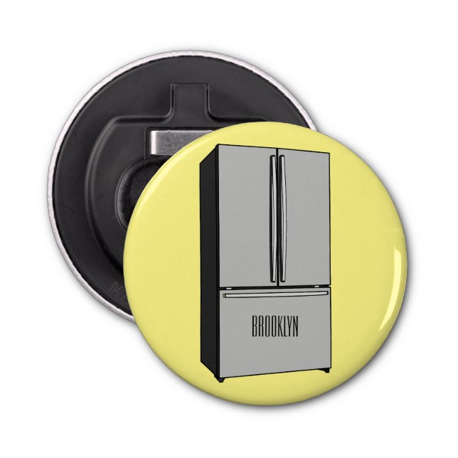 French door refrigerator cartoon illustration bottle opener (Front)