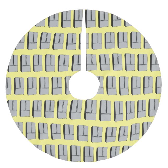 French door refrigerator cartoon illustration brushed polyester tree skirt (Front)