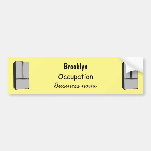 French door refrigerator cartoon illustration bumper sticker (Front)