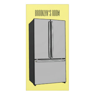 French door refrigerator cartoon illustration door sign