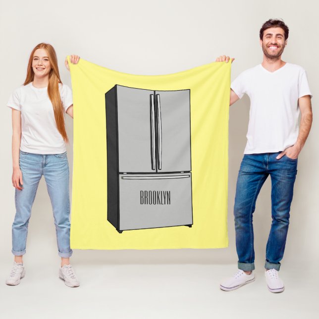 French door refrigerator cartoon illustration fleece blanket (In Situ)
