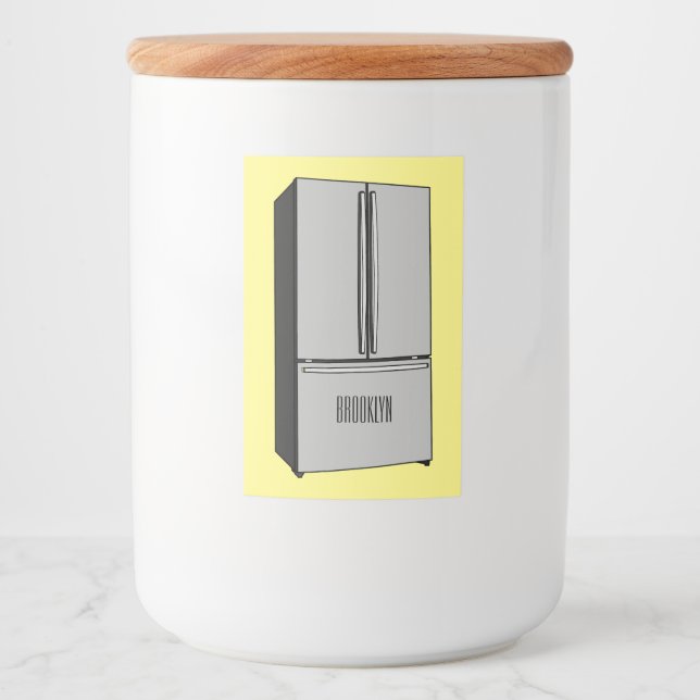 French door refrigerator cartoon illustration food label (Front)