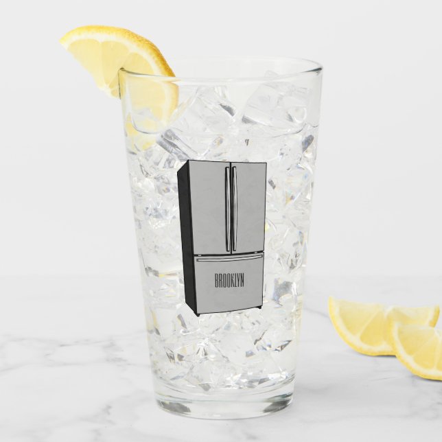 French door refrigerator cartoon illustration glass (Front Ice)