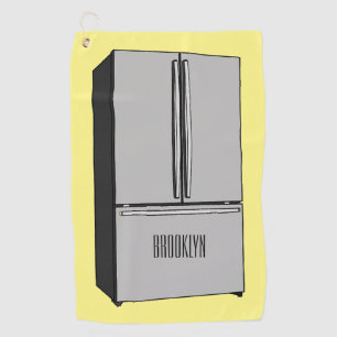 French door refrigerator cartoon illustration golf towel