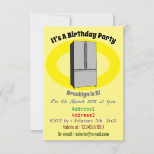 French door refrigerator cartoon illustration invitation