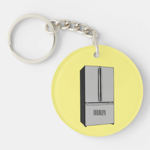 French door refrigerator cartoon illustration key ring