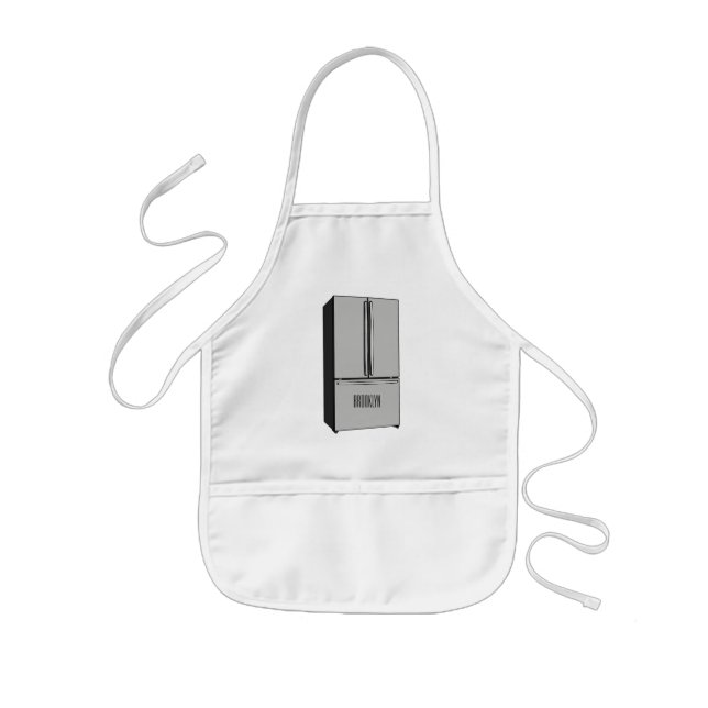 French door refrigerator cartoon illustration kids apron (Front)