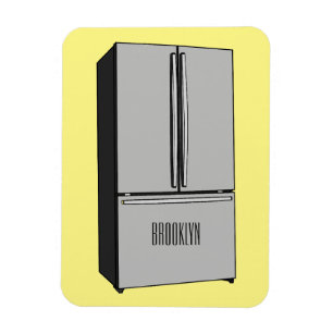 French door refrigerator cartoon illustration magnet