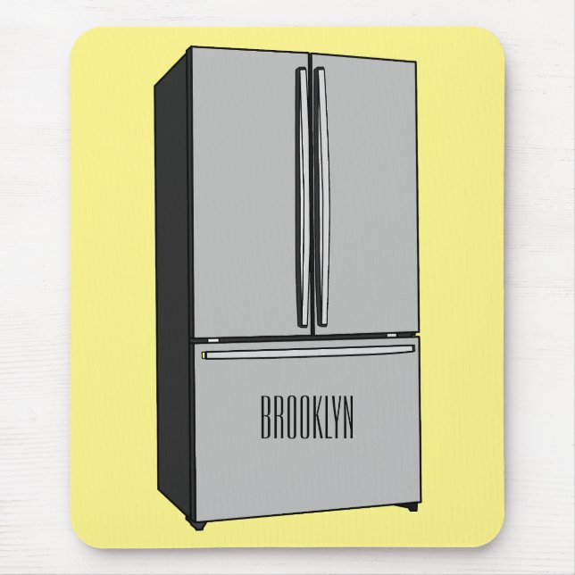 French door refrigerator cartoon illustration mouse mat (Front)
