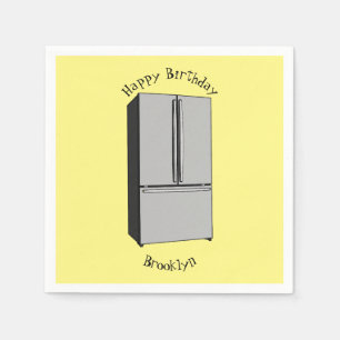 French door refrigerator cartoon illustration napkin