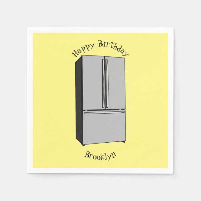 French door refrigerator cartoon illustration napkin (Front)