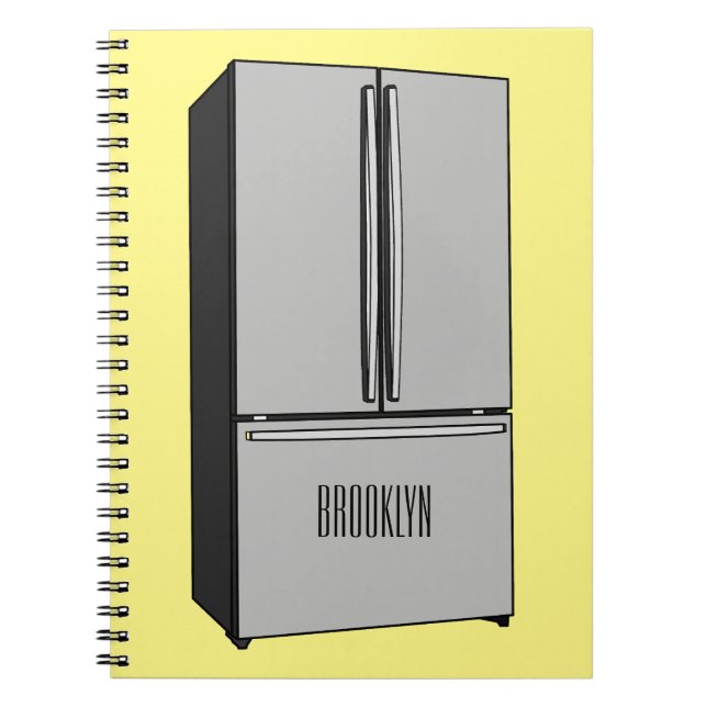 French door refrigerator cartoon illustration notebook (Front)