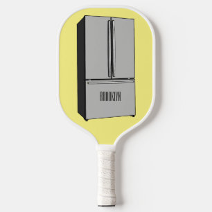 French door refrigerator cartoon illustration pickleball paddle