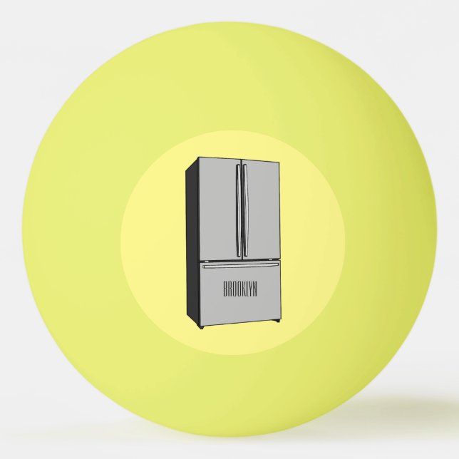 French door refrigerator cartoon illustration ping pong ball (Front)