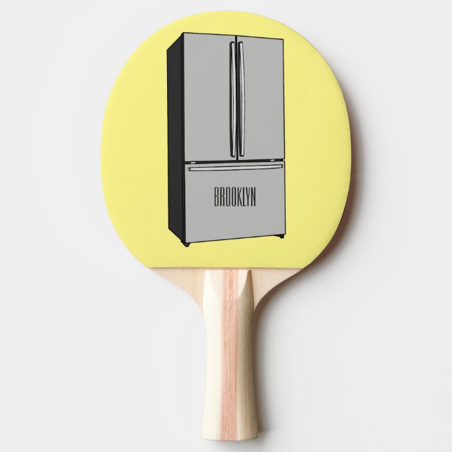 French door refrigerator cartoon illustration ping pong paddle (Front)