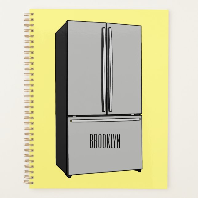 French door refrigerator cartoon illustration planner (Front)
