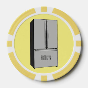 French door refrigerator cartoon illustration poker chips