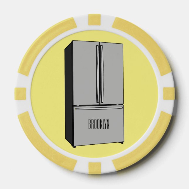 French door refrigerator cartoon illustration poker chips (Front)