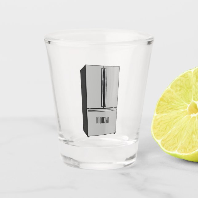 French door refrigerator cartoon illustration shot glass (Front)