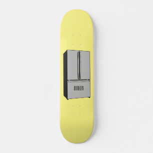 French door refrigerator cartoon illustration skateboard