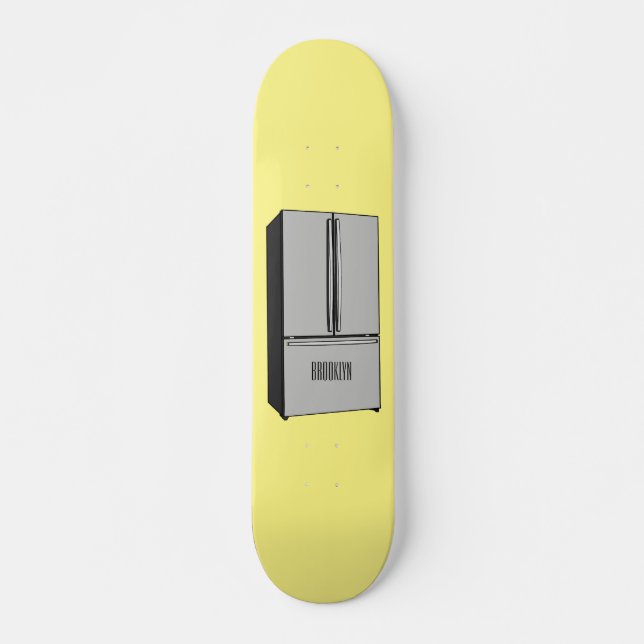 French door refrigerator cartoon illustration skateboard (Front)