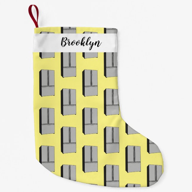French door refrigerator cartoon illustration small christmas stocking (Front)