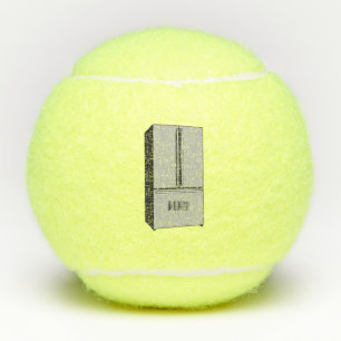 French door refrigerator cartoon illustration tennis balls