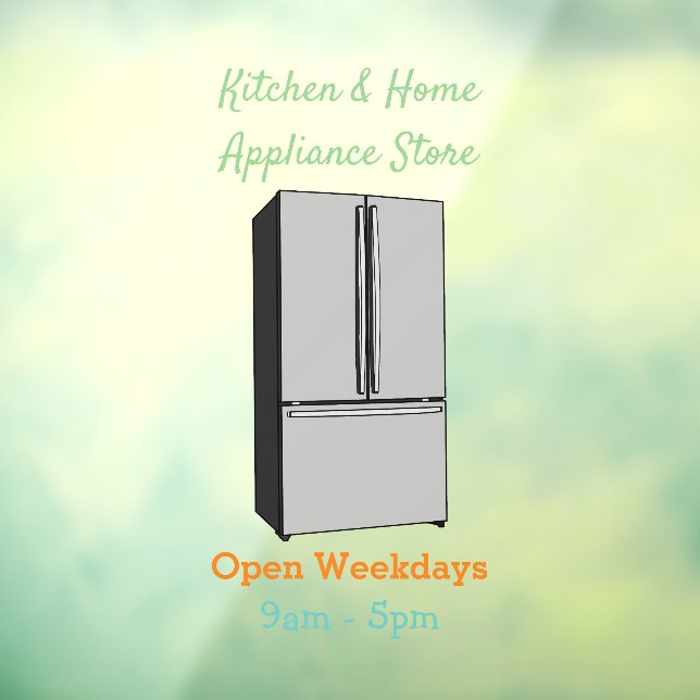 French door refrigerator cartoon illustration window cling (Sheet 3)