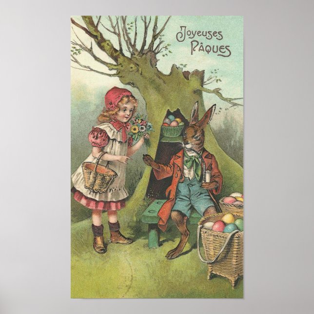 French Easter Bunny With Pipe Vintage Poster (Front)