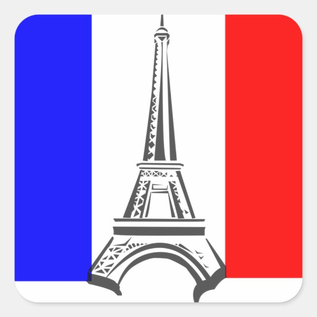 French eiffel square sticker (Front)