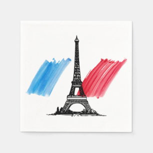 French Eiffel tower and flag dinner party Napkin